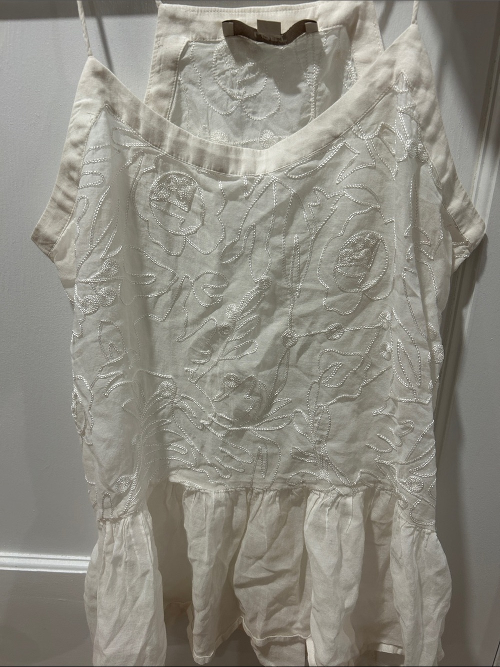 LOFT White Embroidered Camisole Top